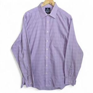 Stafford Dress Shirt Mens 17 36/37 Purple Button Travel Easy Care‎ Broadcloth